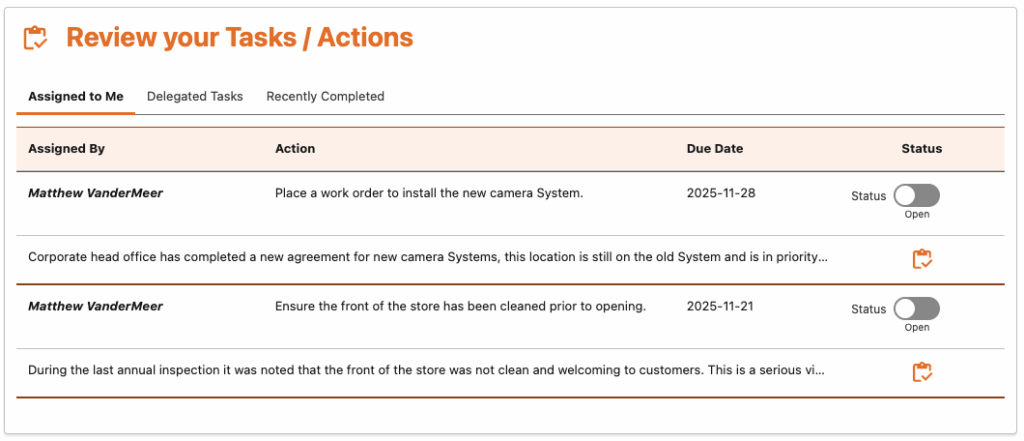 AdmiralBridge product screen shot of the action manager. Building stronger teams through Action and Engagement strengthens loss prevention outcomes and empowers your team to succeed.