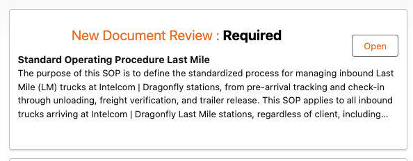 AdmiralBridge Document Acknowledgement notification.